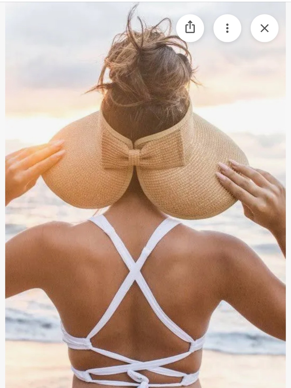 Magid Natural Straw Visor Hat with Bow